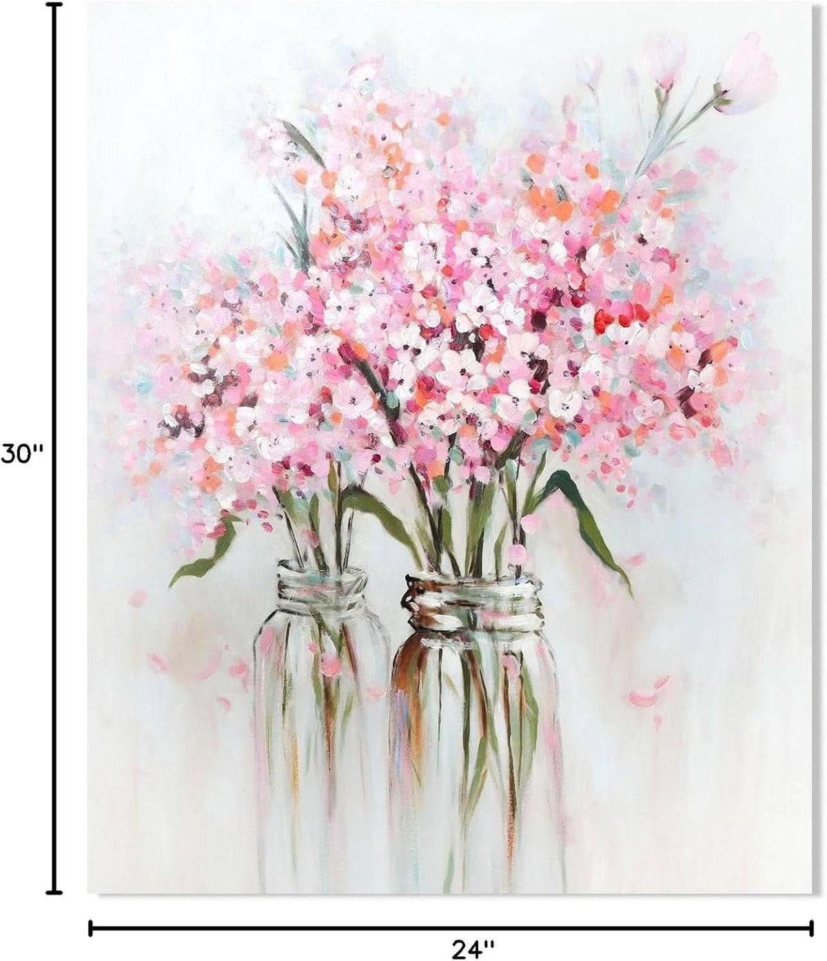 Flower Bouquet Abstract Floral Wall Art 24x30 Pink Canvas – image 7