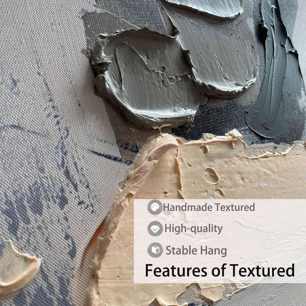 Textured Abstract Wall Art 58x29 Framed Black Beige Canvas – image 3
