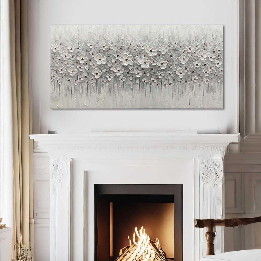 Flower Floral Wall Art 24x48 Framed White Canvas for Living Room – image 6