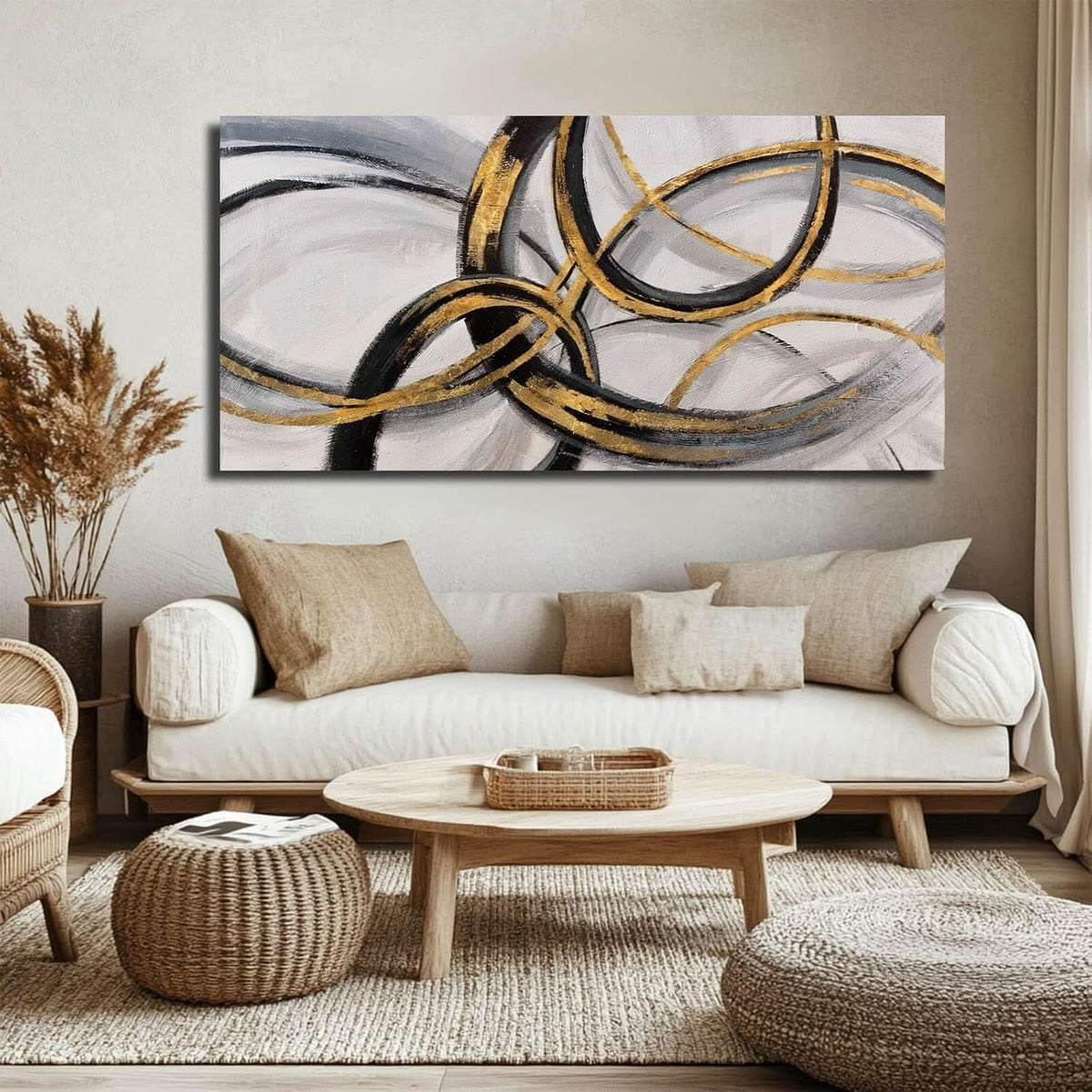 Slate Metallic Abstract Wall Art 24x48 Gray Canvas – image 7