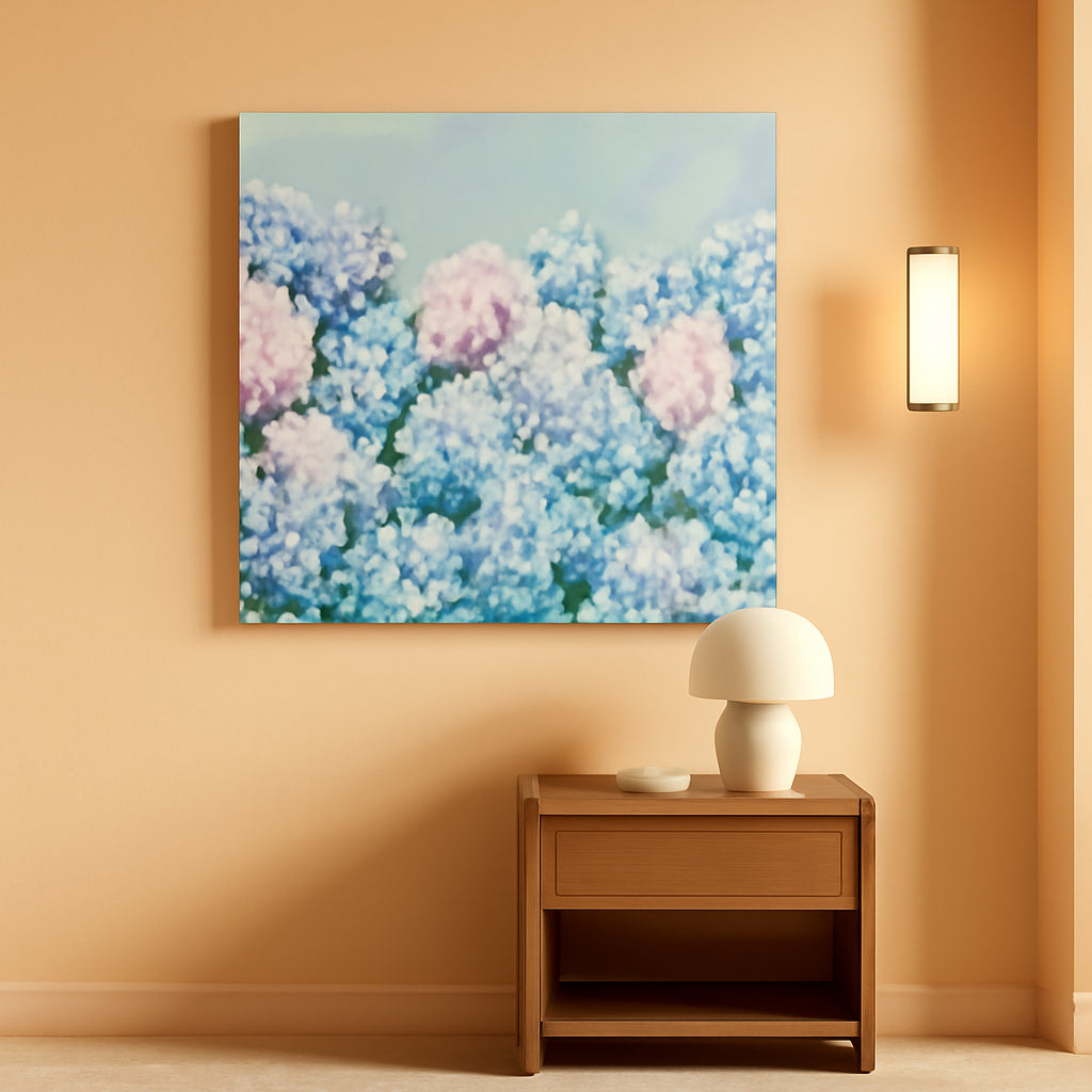 Hydrangea Floral Wall Art 20x40 Blue Pink Canvas for Living Room – main view