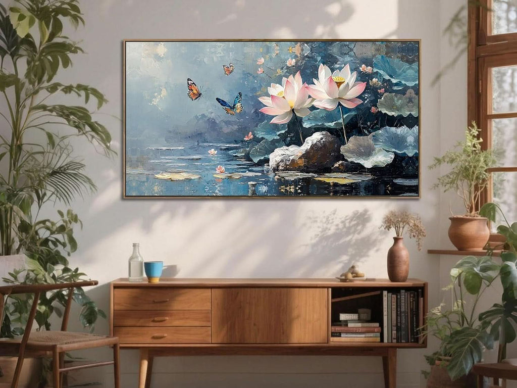 Lotus Floral Wall Art 40x20 Framed Canvas for Living Room – image 3
