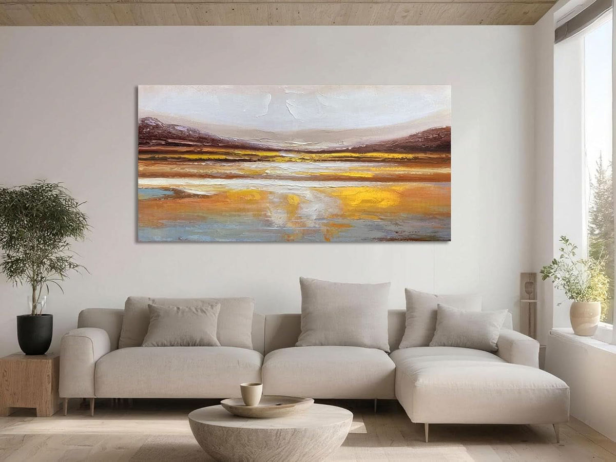 Warm Earth Abstract Wall Art 58x29 Canvas for Living Room – image 2