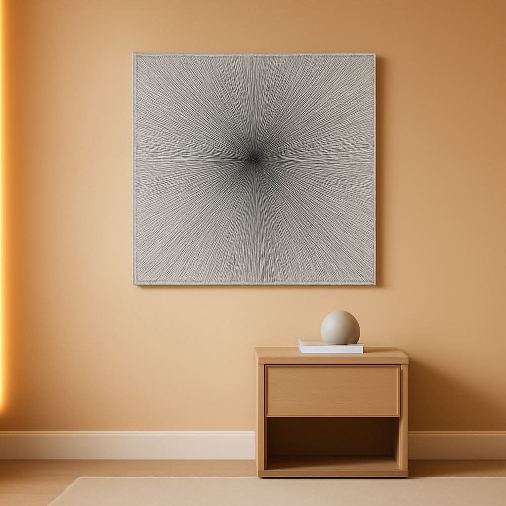 Textured Abstract Wall Art 24x48 Hand-Painted Silver Canvas – main view