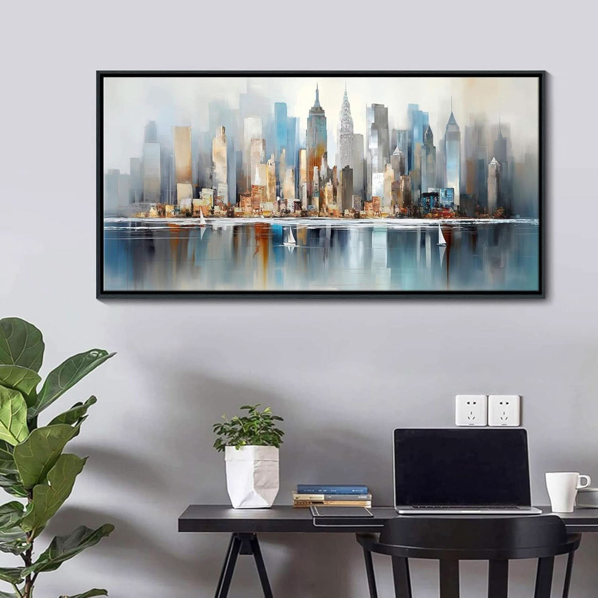 York Metropolitan Skyline Wall Art 20x40 Framed for Living Room – image 3