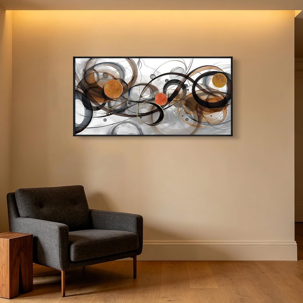 Charcoal Abstract Wall Art 40x20 Brown Canvas for Living Room – image 3