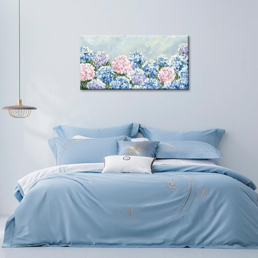 Hydrangea Floral Wall Art 20x40 Blue Pink Canvas for Living Room – image 5