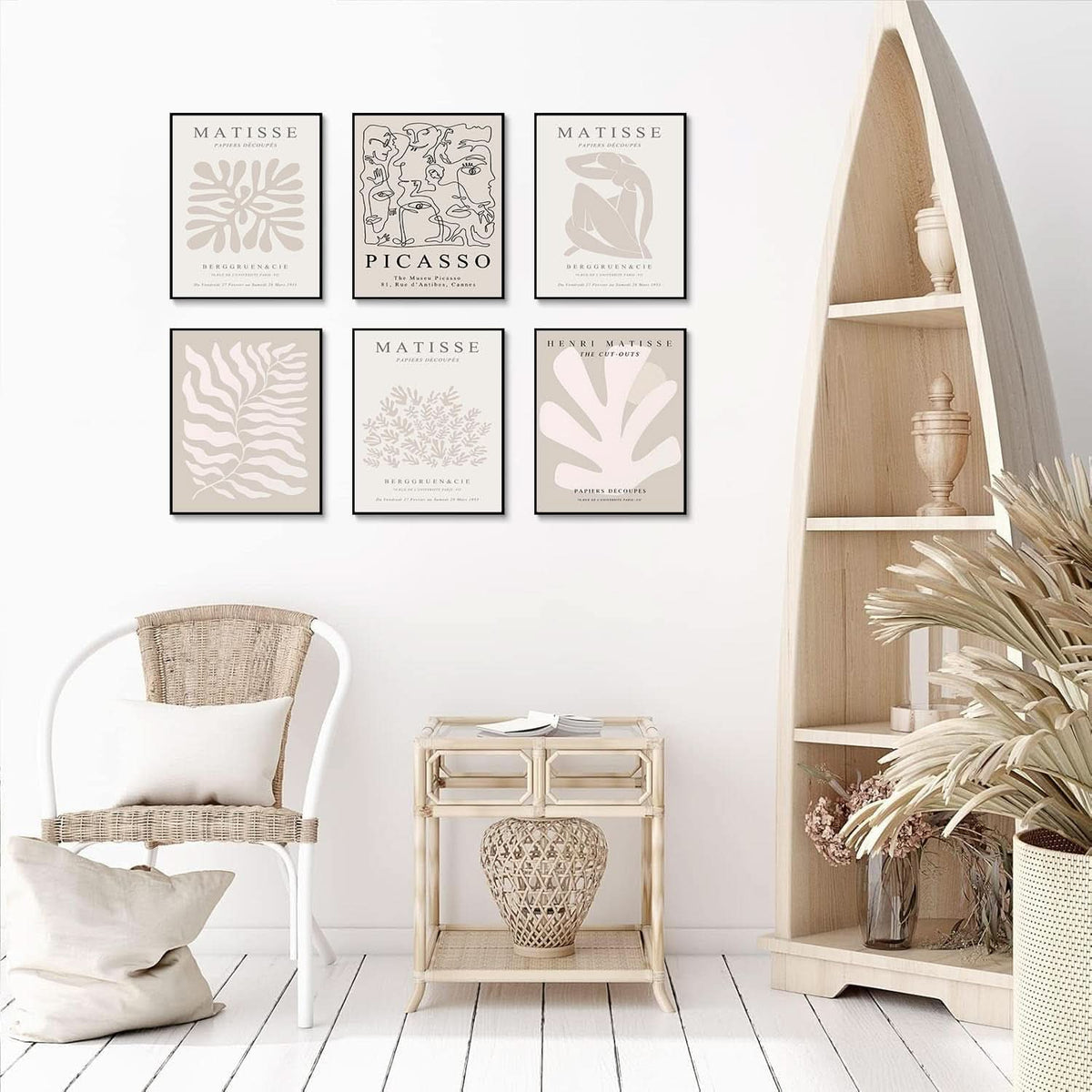 Flower Abstract Floral Wall Art 8x10 Beige Gray Canvas – image 5