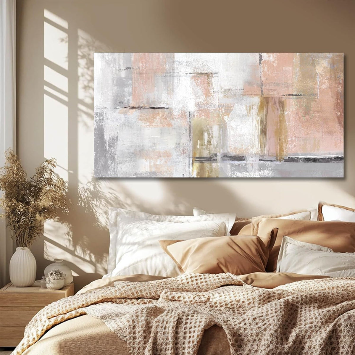 Abstract Wall Art 20x40 Powder Pink Canvas for Living Room – image 3