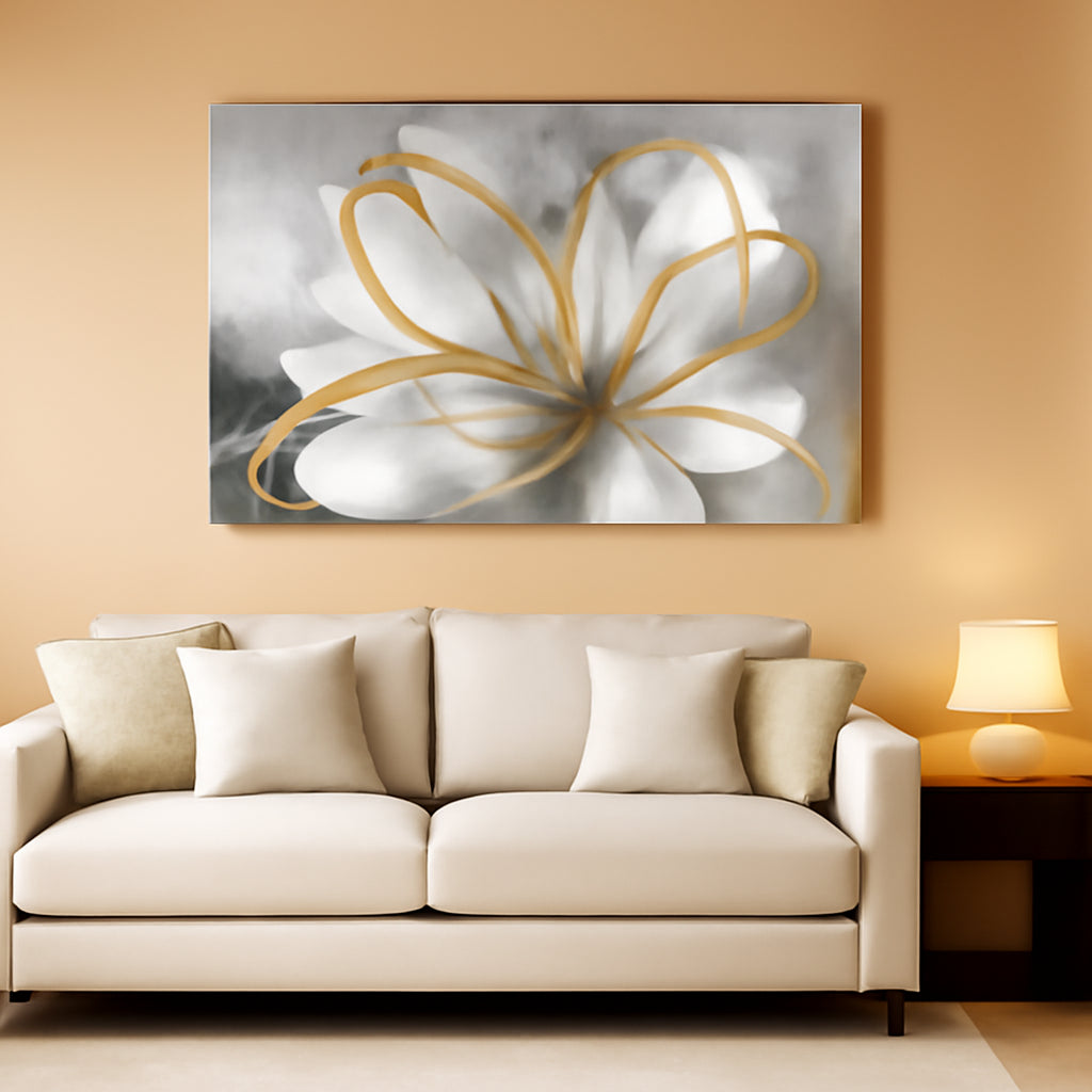 Flower Abstract Floral Wall Art 30x60 White Canvas – main view