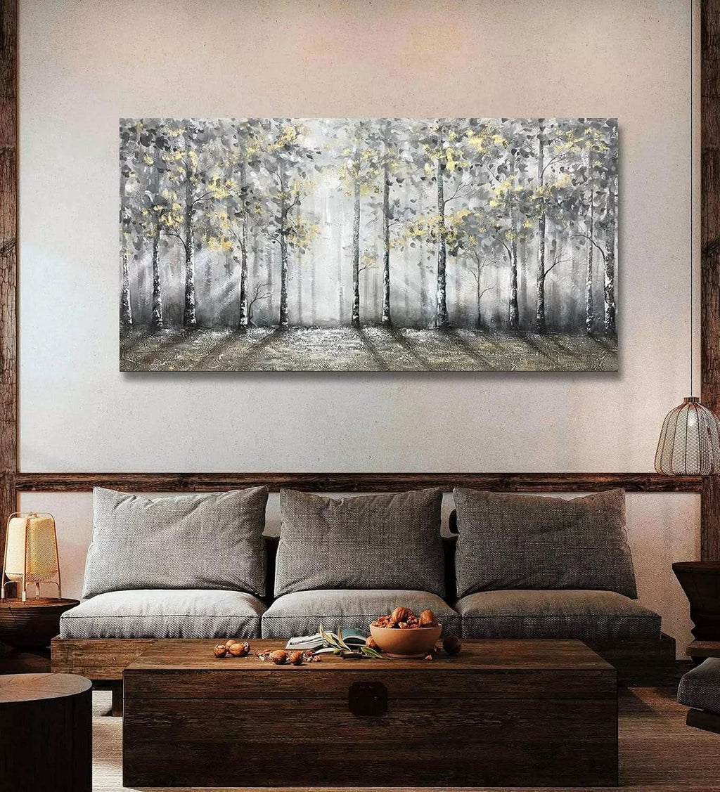 Impressionist Abstract Wall Art 30x60 Hand-Painted Gray Canvas – image 6