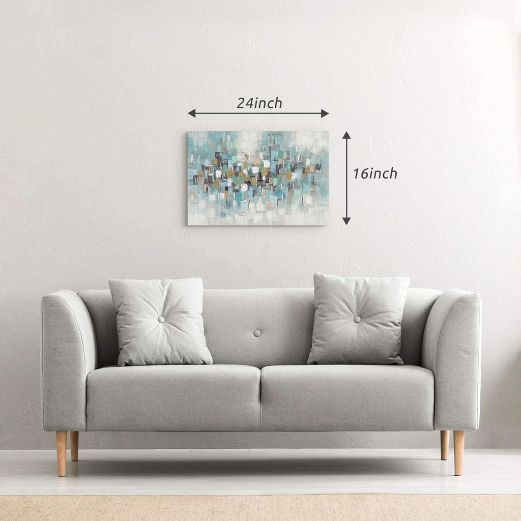 Acrylic Textured Abstract Wall Art 24x16 Hand-Painted Gold Teal Canvas – image 6