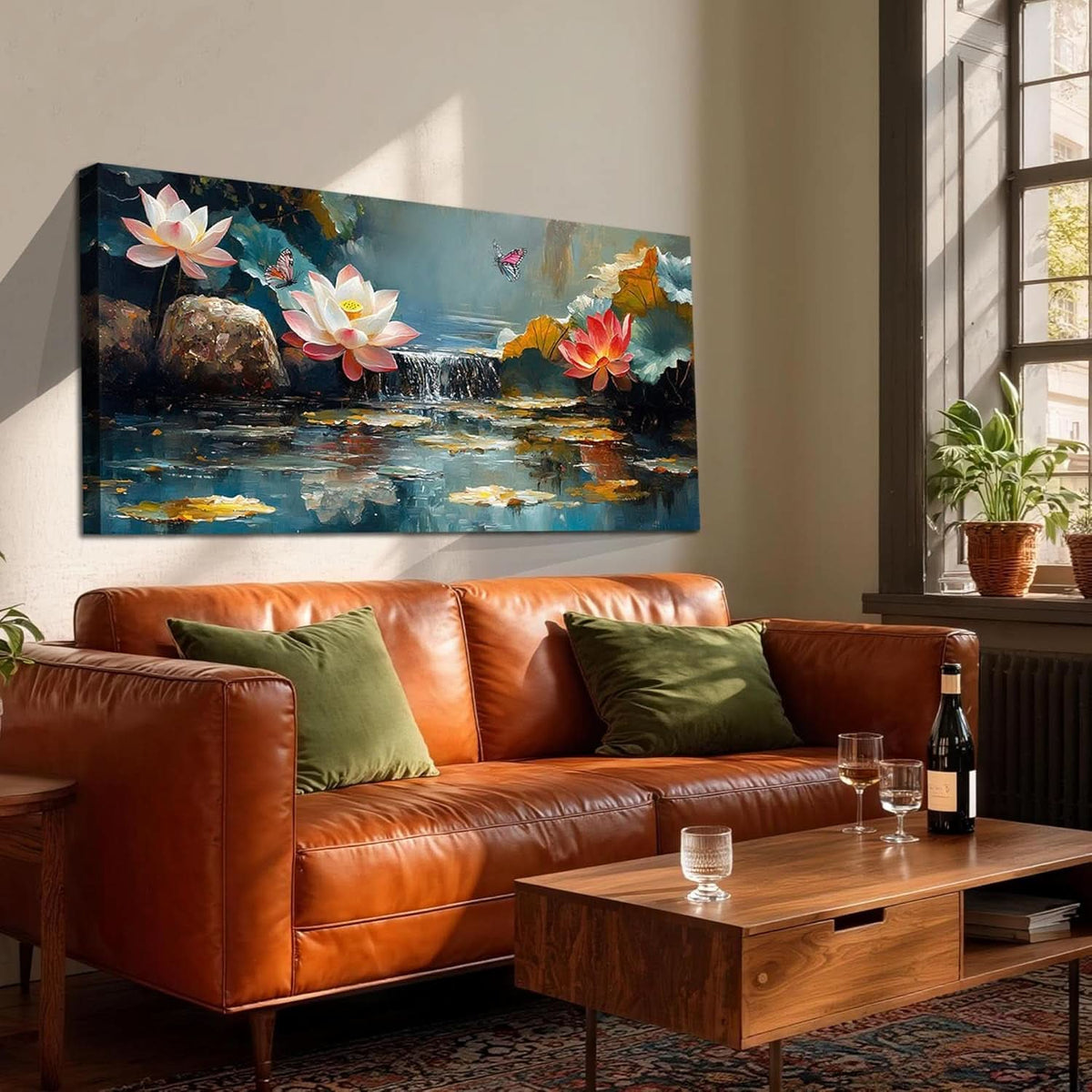 Lotus Vibrant Textured Landscape Wall Art 58x29 Canvas – image 5