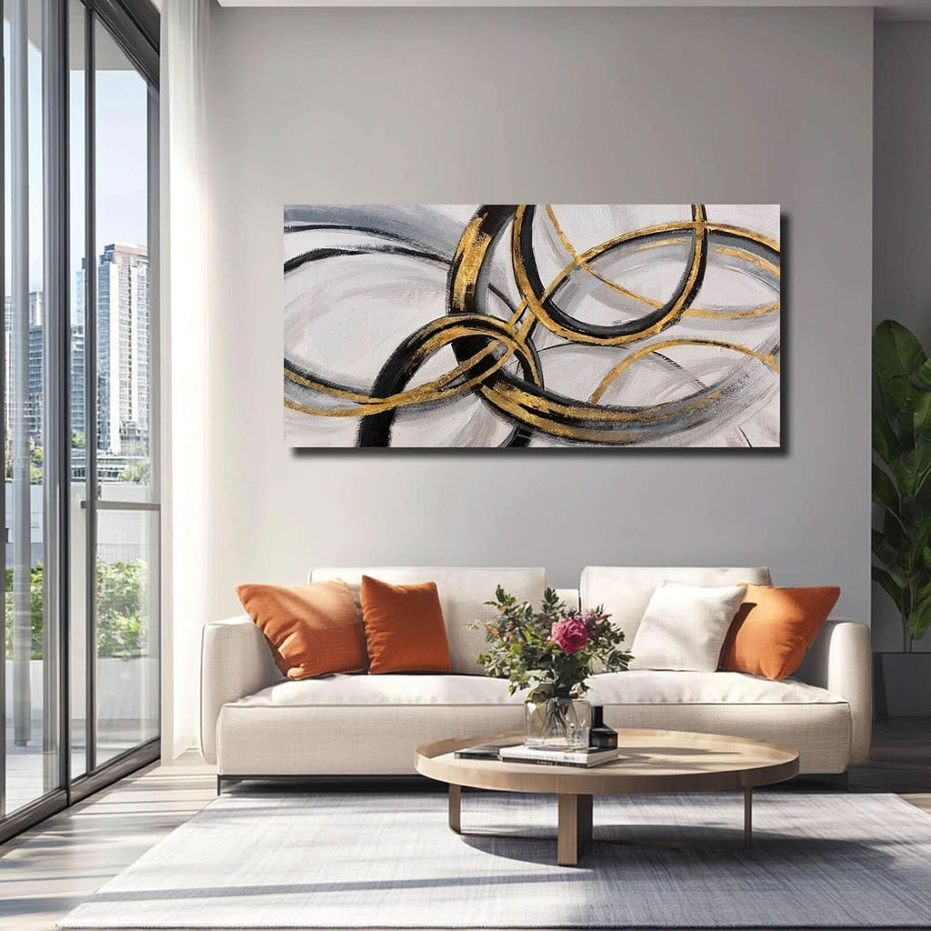 Slate Metallic Abstract Wall Art 24x48 Gray Canvas – image 2
