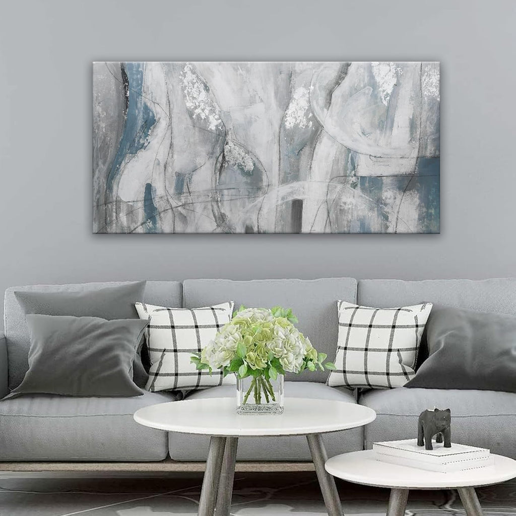Expression Abstract Wall Art 20x40 White Canvas for Living Room – image 2