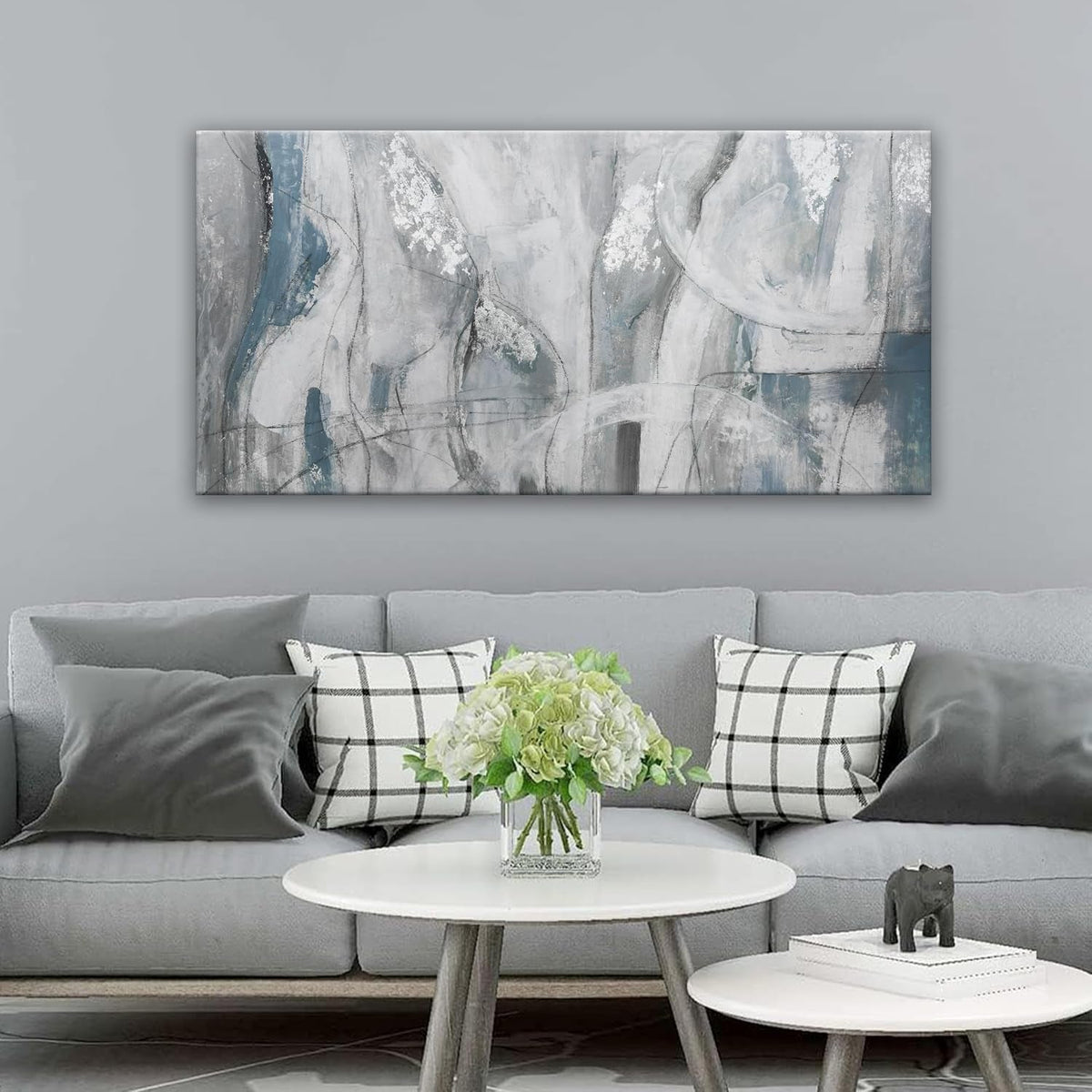 Expression Abstract Wall Art 20x40 White Canvas for Living Room – image 2