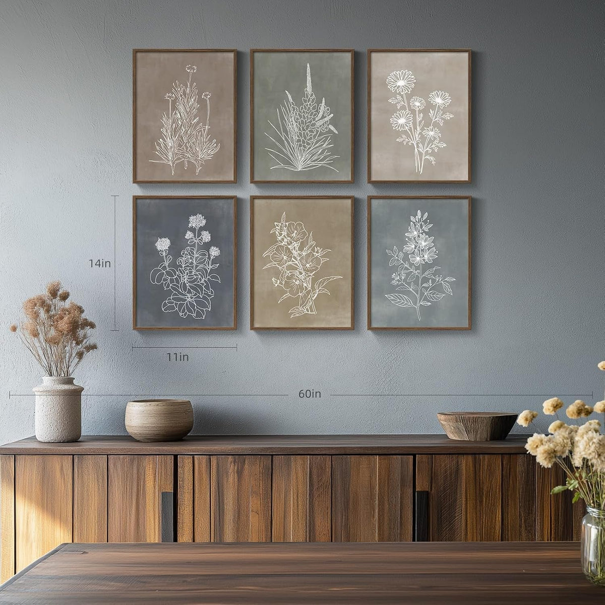 Boho Botanical Wall Art 11x14 Hand-Painted Framed Canvas – image 2