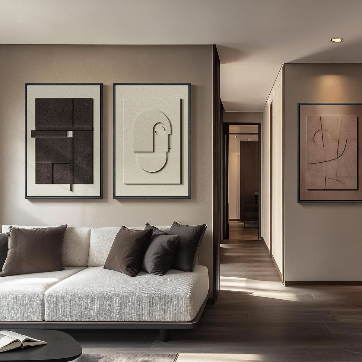 Textured Abstract Wall Art Set of 3 Framed, 24x36 in – image 3