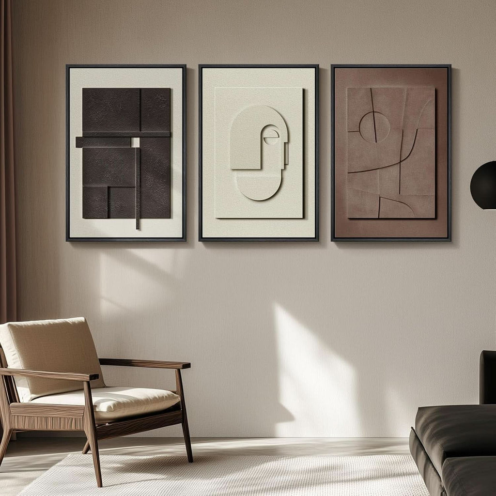 Textured Abstract Wall Art Set of 3 Framed, 24x36 in – image 7