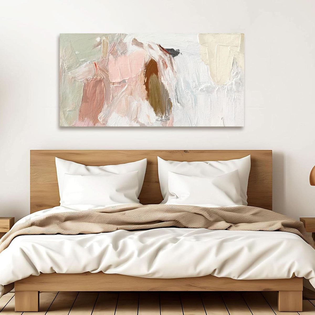 Abstract Wall Art 20x40 White Pink Canvas for Living Room – image 3