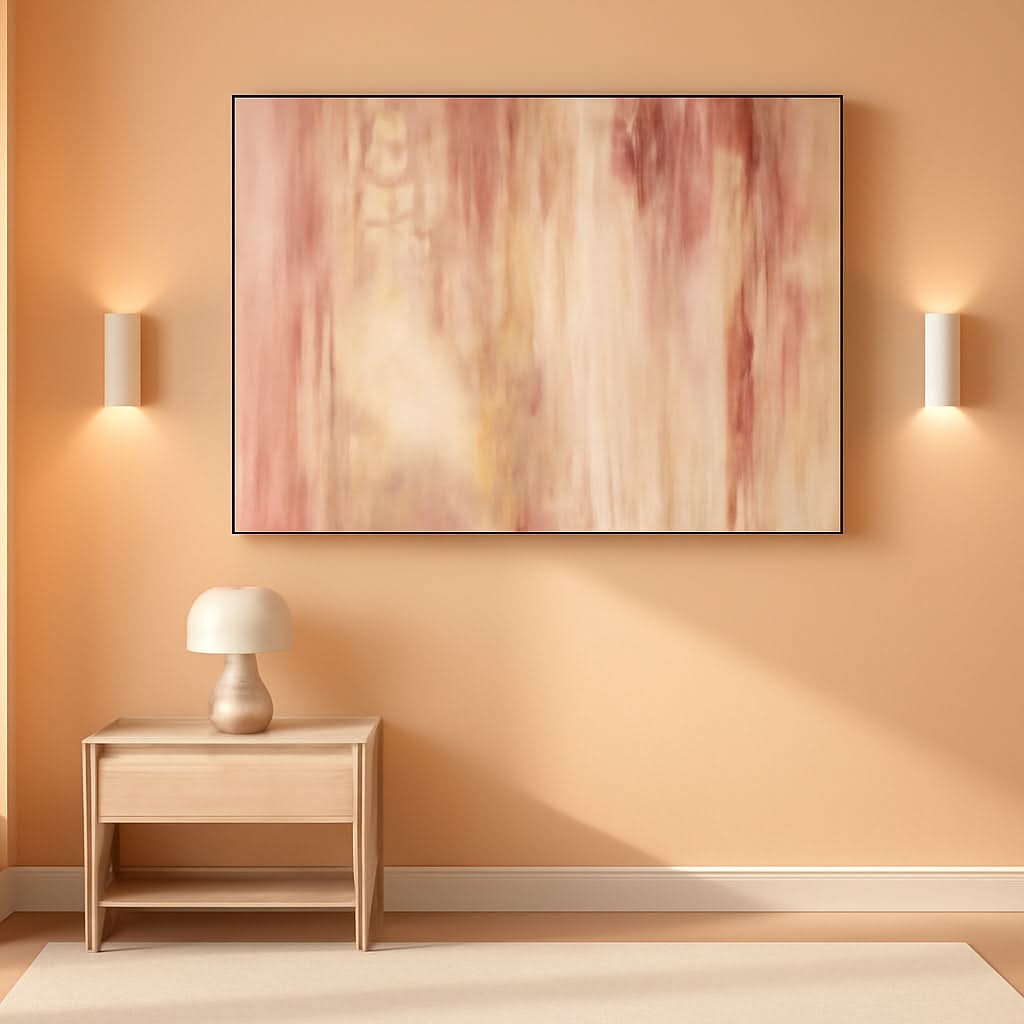 Abstract Wall Art 20x40 Framed Pink Canvas for Living Room – main view
