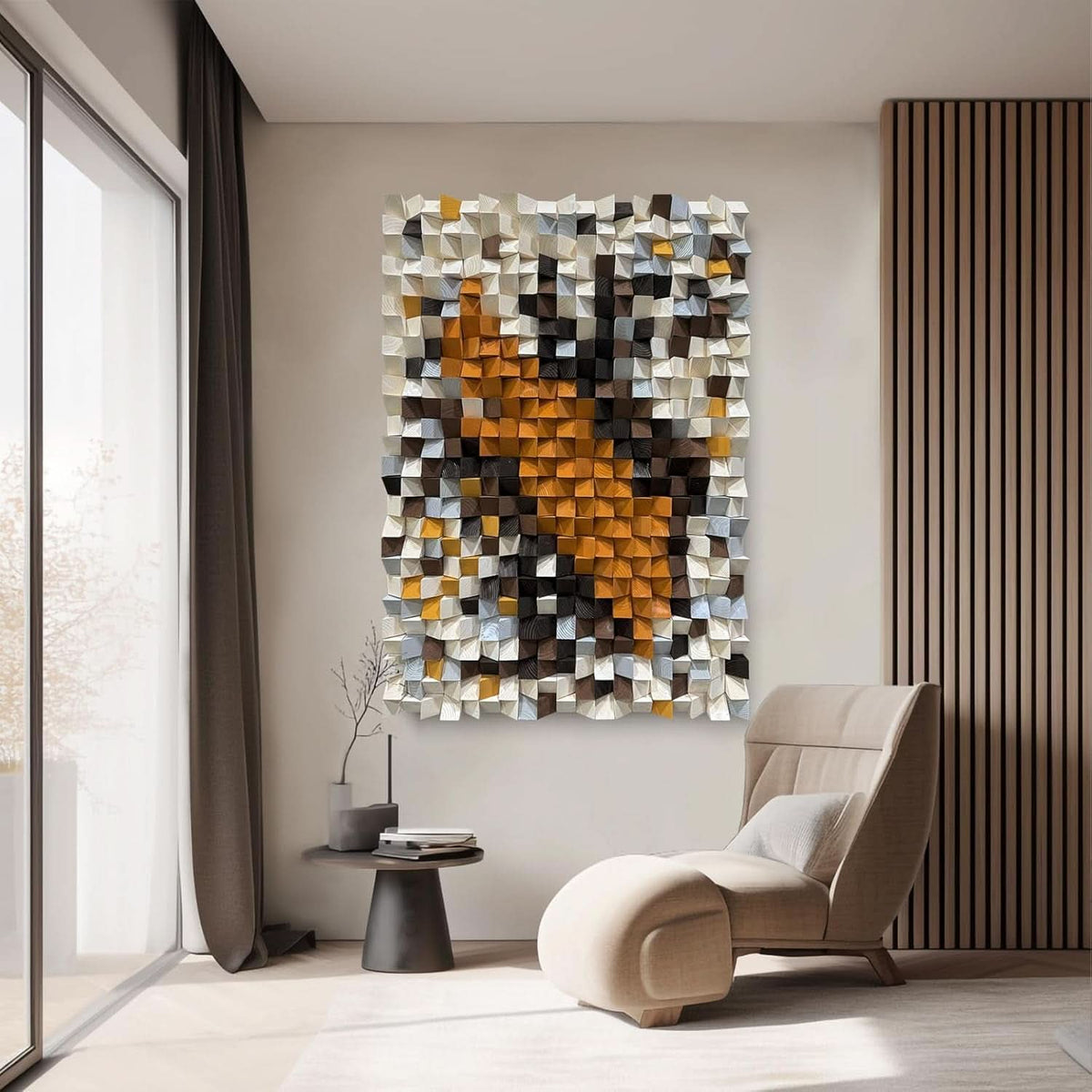 Mosaic Wall Art 27.6x39.4 White Orange for Living Room – image 8