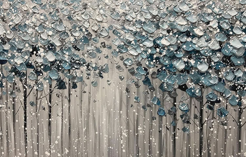 Forest 3D Landscape Wall Art 30x60 Hand-Painted Framed Blue Canvas – image 4
