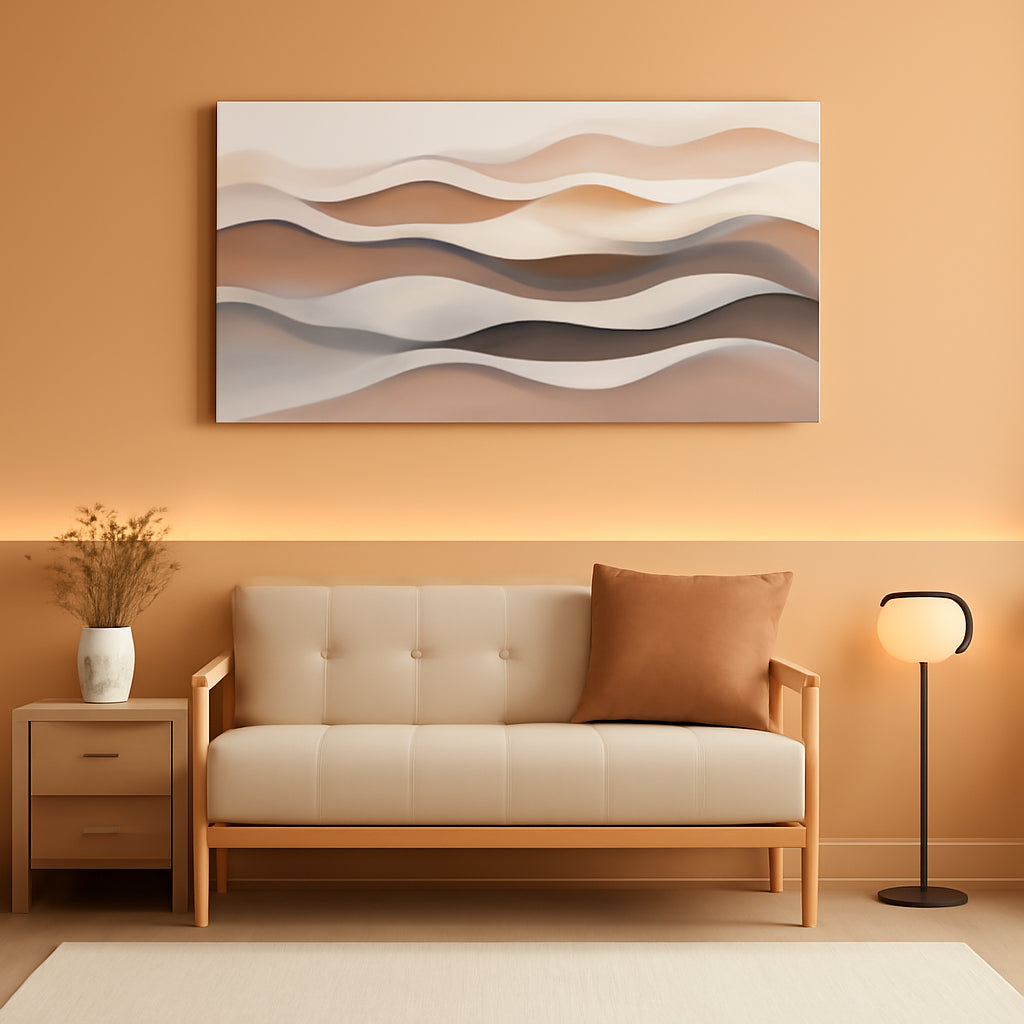 Abstract Wall Art 20x40 White Brown Canvas for Living Room – main view