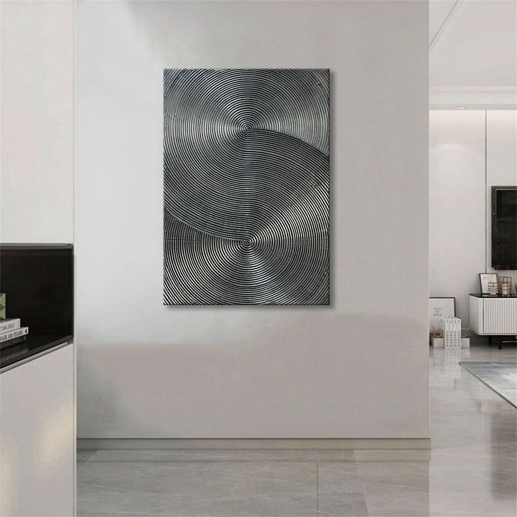 Multidimensional 3D Wall Art 28x40 Hand-Painted Silver Gray – image 6