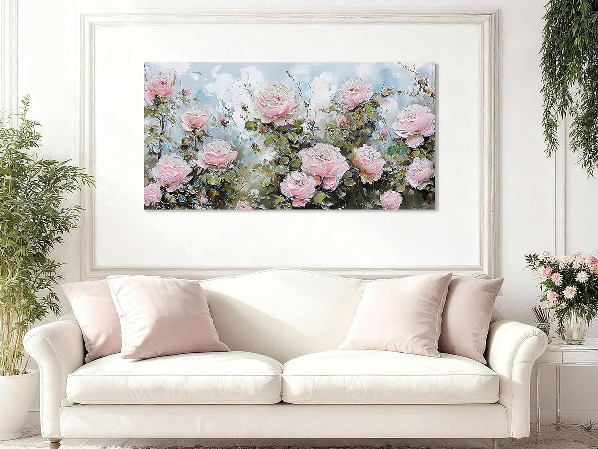 Rose Floral Wall Art 40x20 Pink Canvas for Living Room – image 6