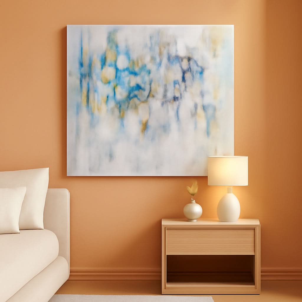 Ultramarine Abstract Wall Art 45x30 Blue Canvas for Living Room – main view