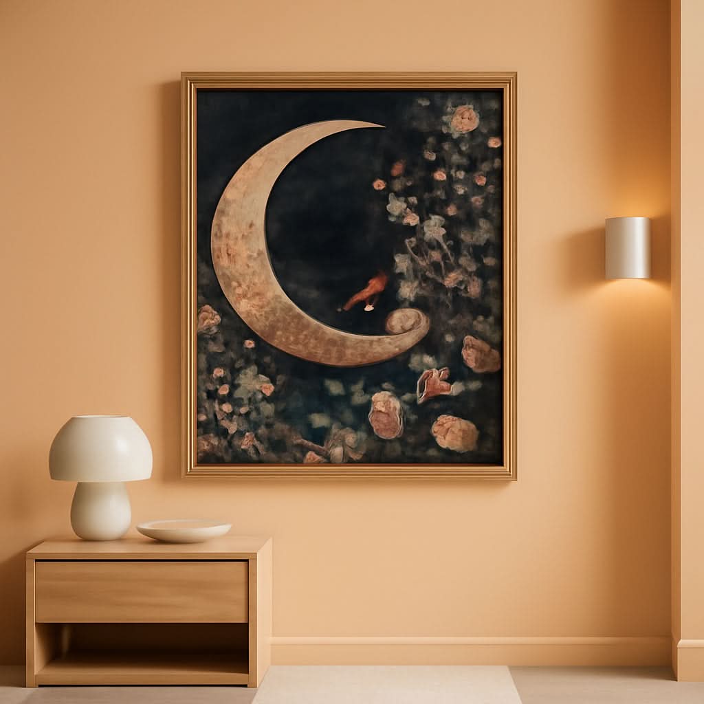 Moon Midnight Celestial Floral Wall Art 8x10 Prints – main view