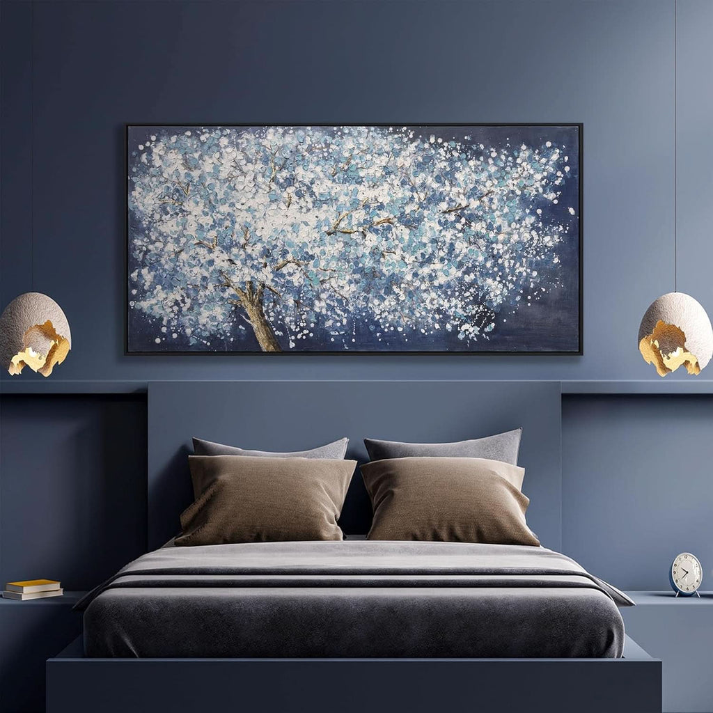 Abstract Wall Art 20x40 White Blue Canvas for Living Room – image 6