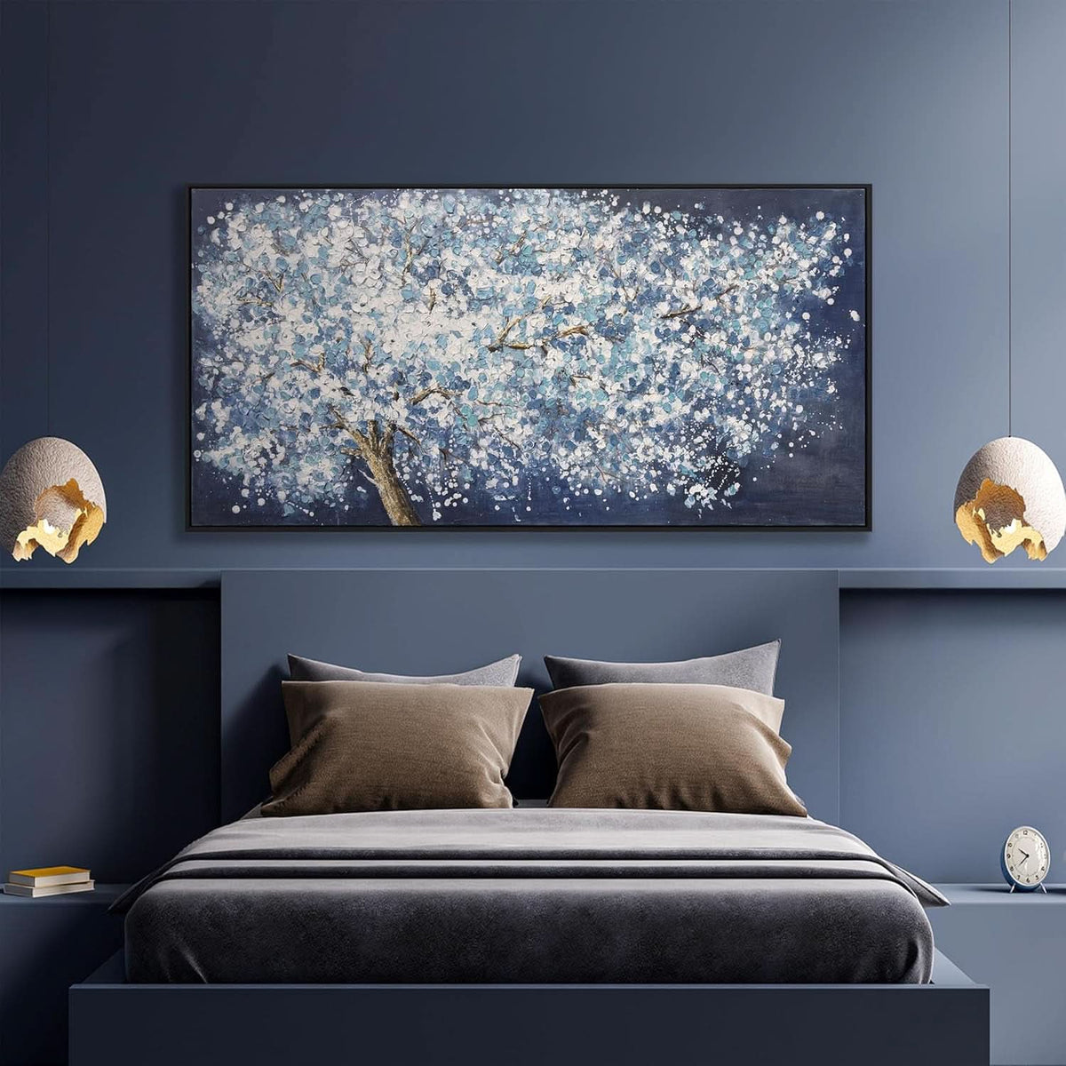 Abstract Wall Art 20x40 White Blue Canvas for Living Room – image 6