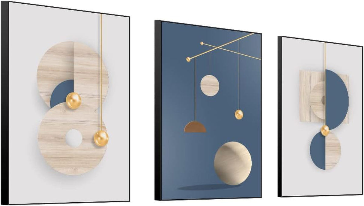 Modern Wall Art Set of 3 Hand-Painted Multicolor Canvas, 16x24 in – image 2