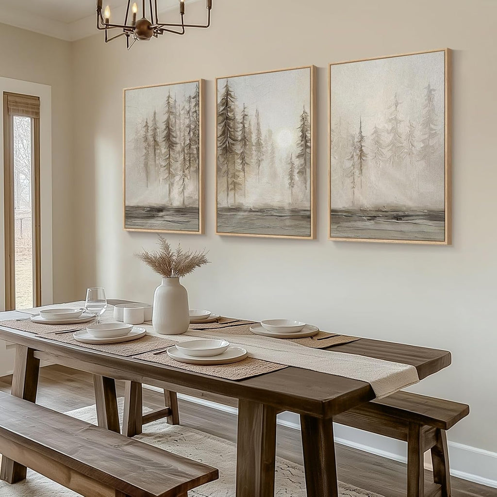 Forest Pastel Landscape Wall Art Set of 3 Framed for Living Room – image 2