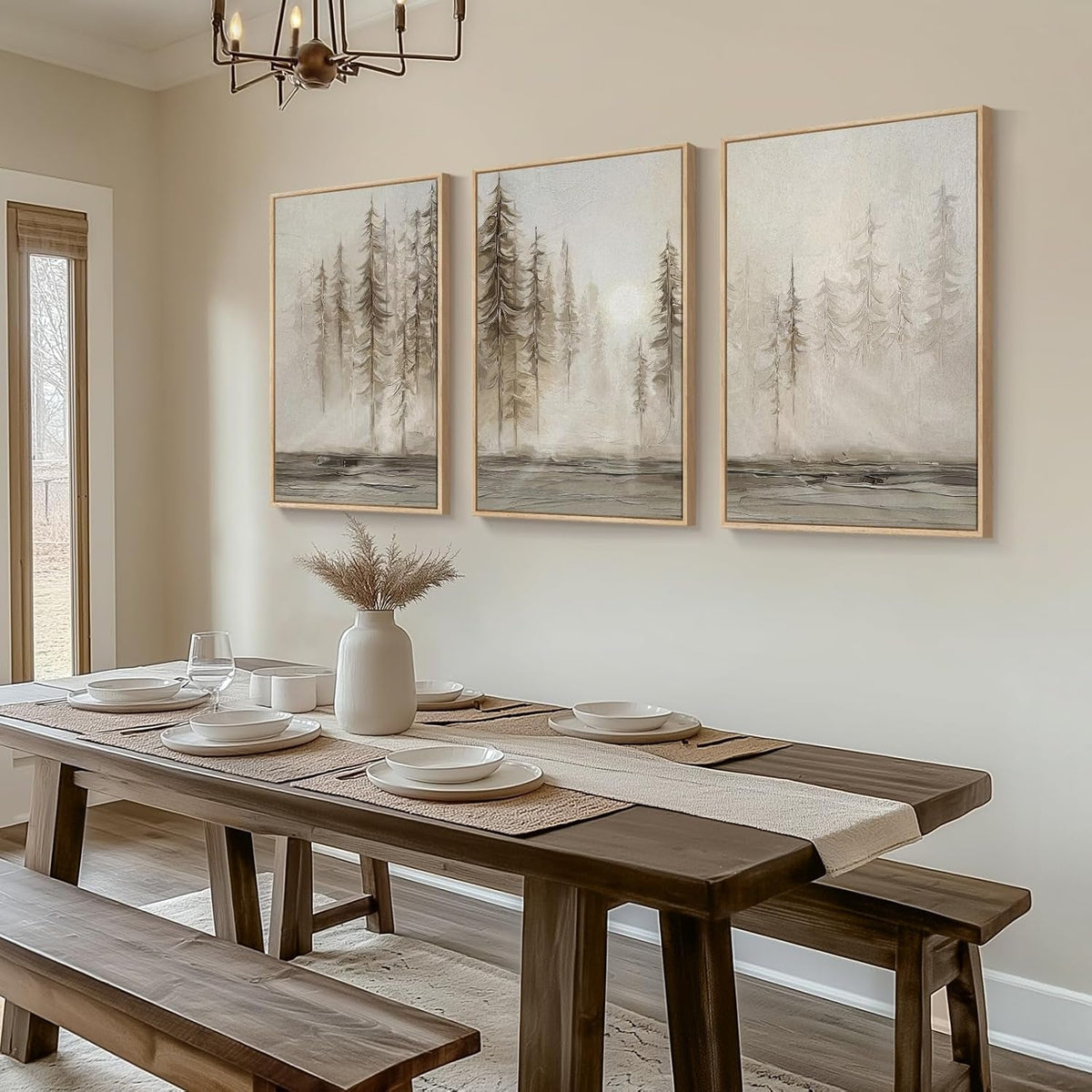 Forest Pastel Landscape Wall Art Set of 3 Framed for Living Room – image 2