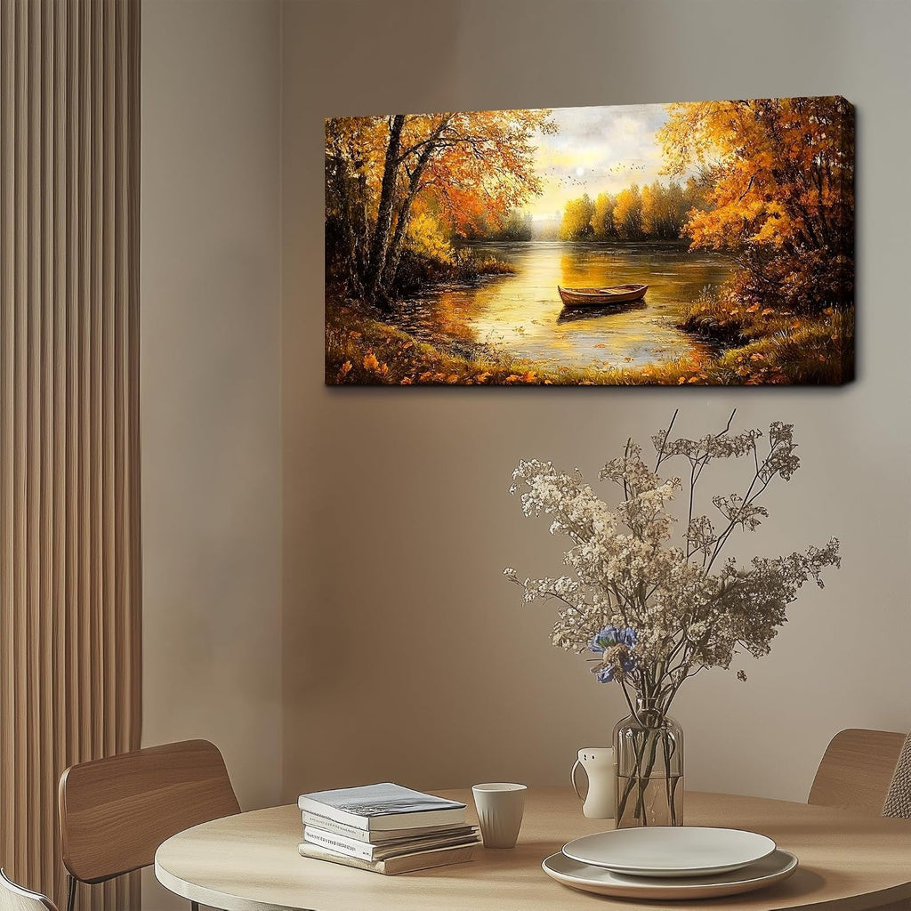 Autumn Landscape Wall Art 29x57 Gold Canvas for Living Room – image 5