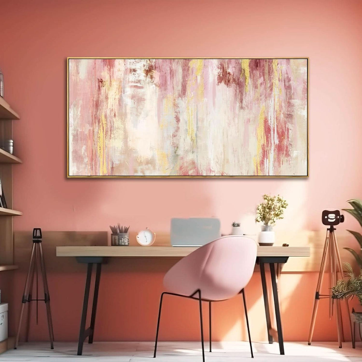 Abstract Wall Art 20x40 Framed Pink Canvas for Living Room – image 4