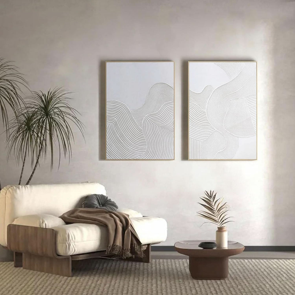 Abstract Wall Art 28x40 Hand-Painted Framed Neutral Canvas – image 2