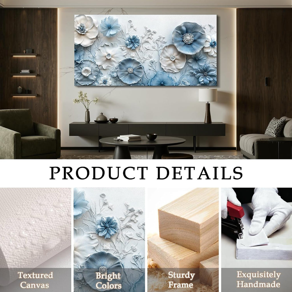 Floral Wall Art 20x40 Cerulean for Living Room – image 6