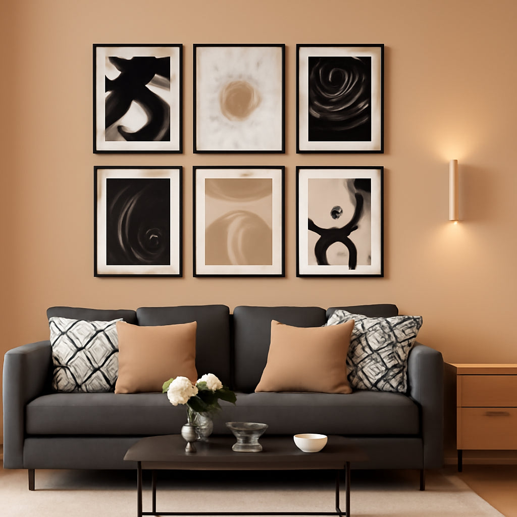 Sturdy Boho Abstract Wall Art 11x14 Framed Black White – main view