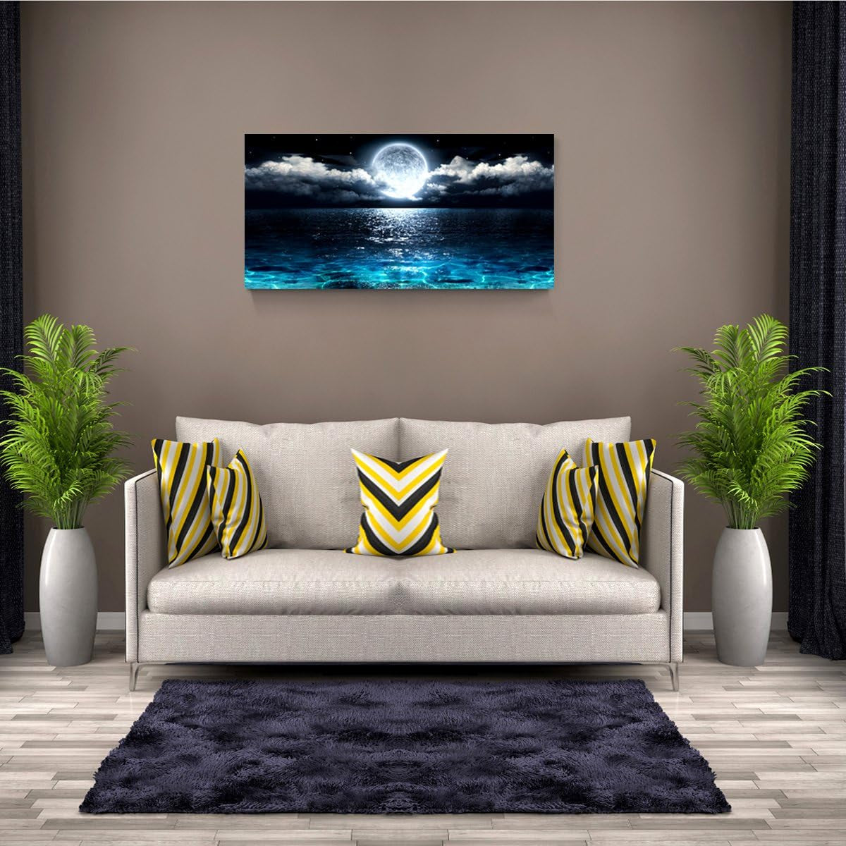 Ocean Moonlit Coastal Wall Art Canvas for Living Room – image 2