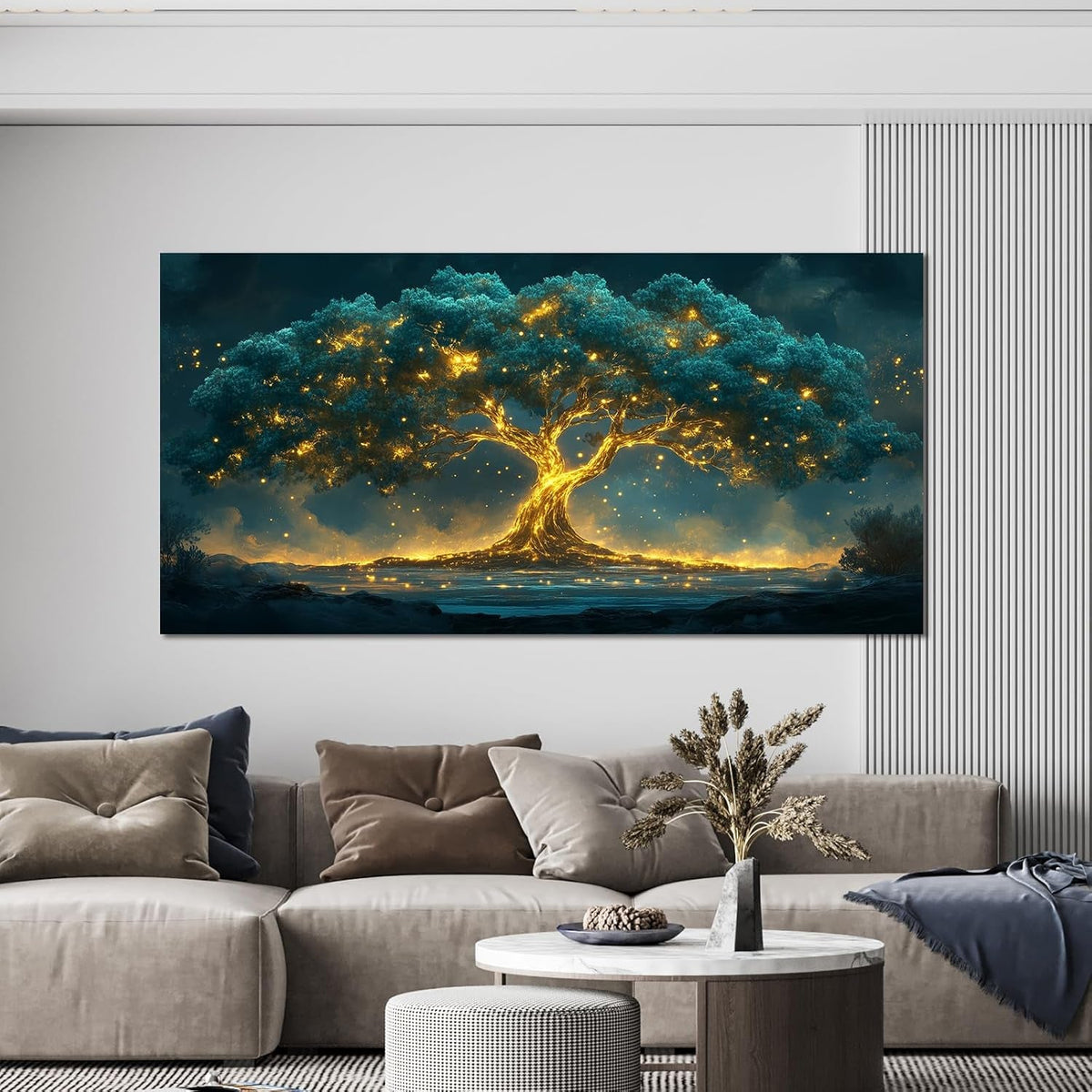 Tree of Life Landscape Wall Art 24x48 Gold Canvas for Living Room – image 5