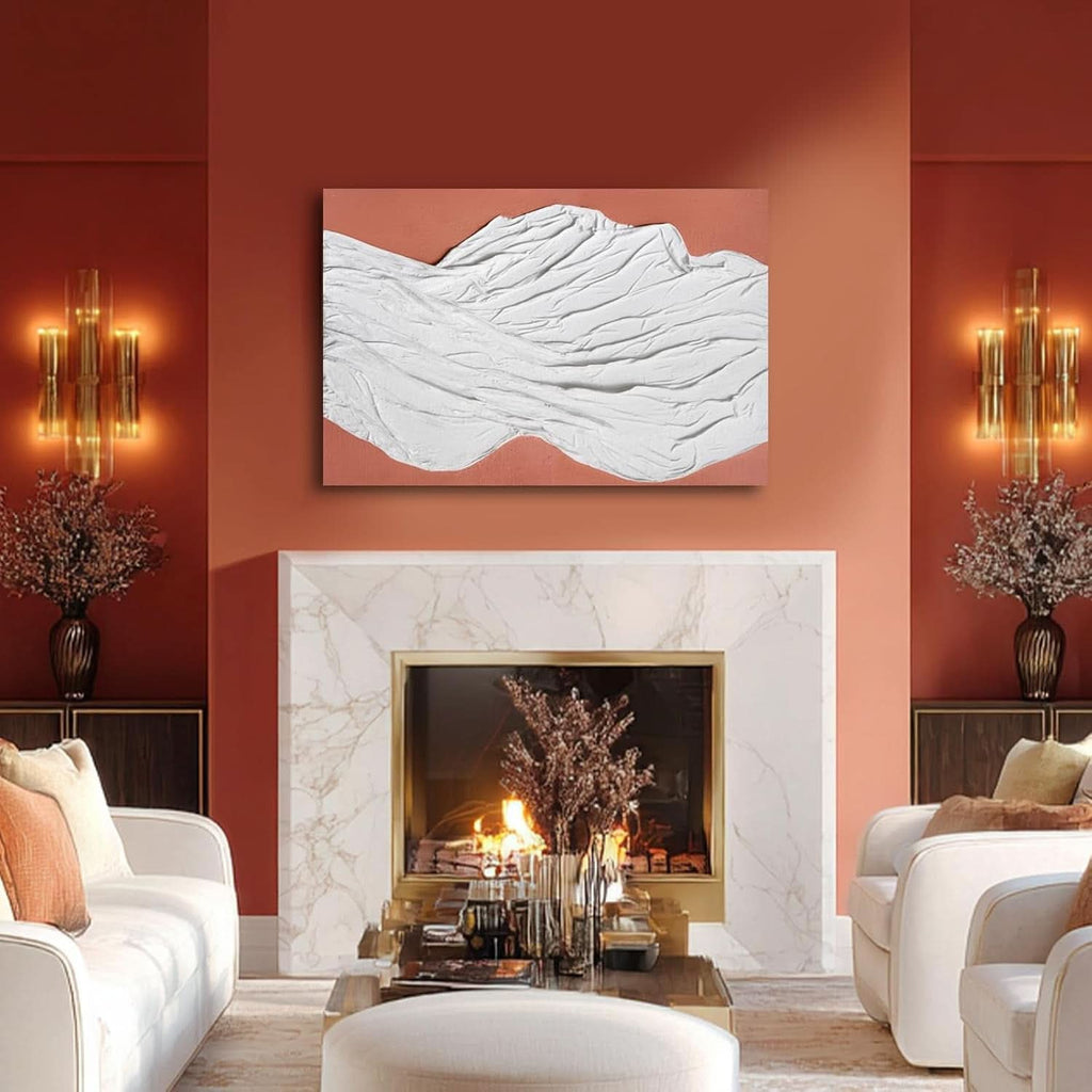 Textured Abstract Wall Art 24x36 Hand-Painted White Terracotta – image 5