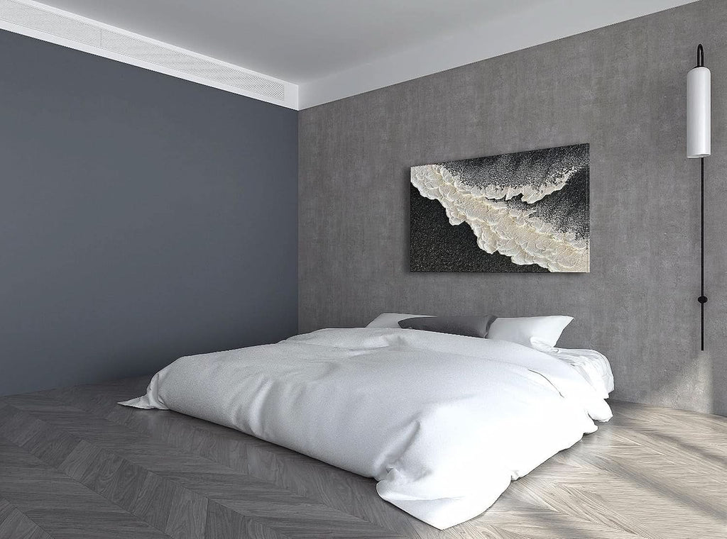 Black and White Wall Art 24x36 Hand-Painted Canvas – image 6
