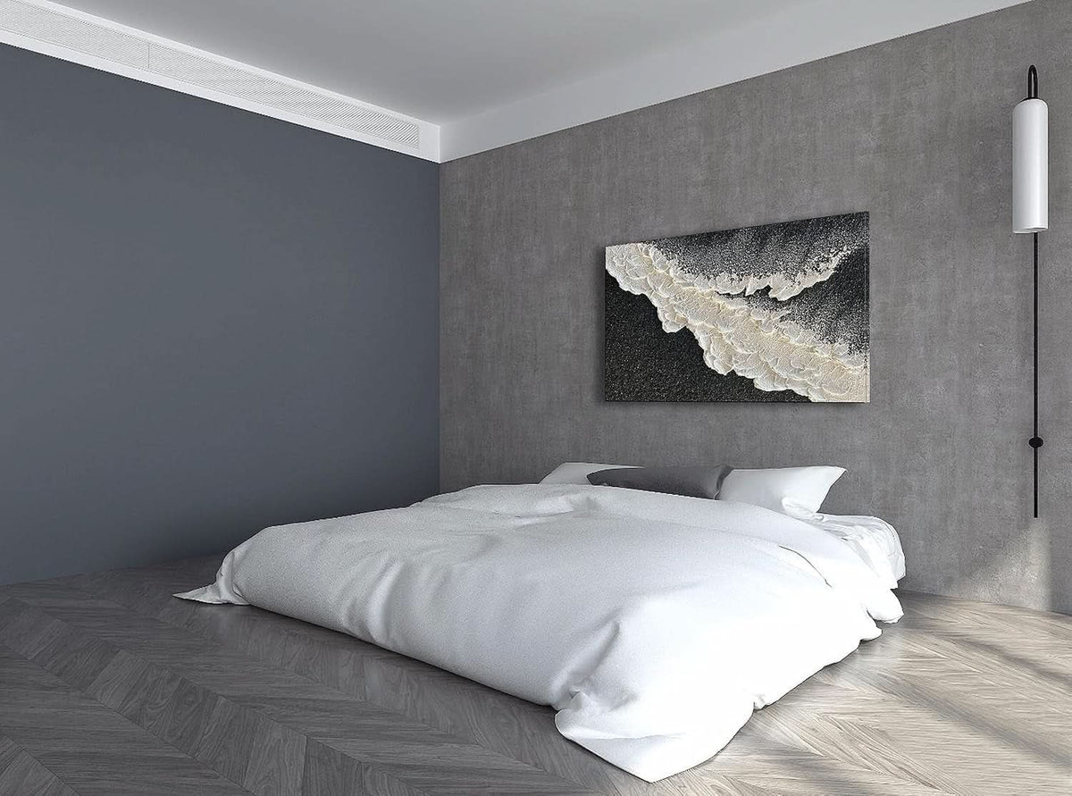 Black and White Wall Art 24x36 Hand-Painted Canvas – image 6