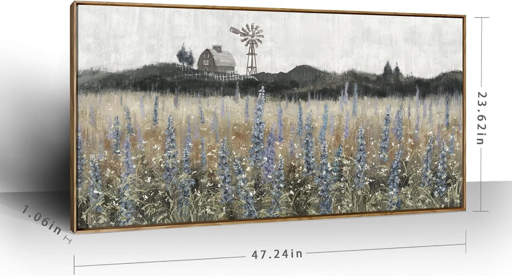Meadow Landscape Wall Art 48x24 Purple Cerulean Canvas – image 4