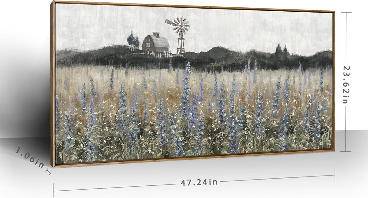 Meadow Landscape Wall Art 48x24 Purple Cerulean Canvas – image 4