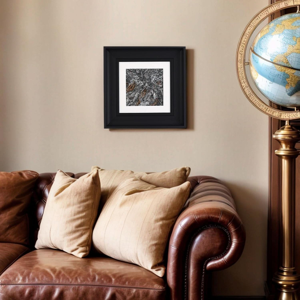 Marble Natural Abstract Wall Art 14x14 Framed for Living Room – image 7